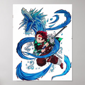 Water dance Tanjiro Kamado demon slayer Poster