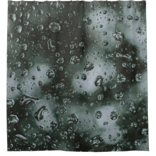 Water dew on glass shower curtain