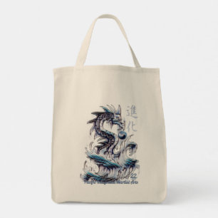 Water Dragon 22 Yin Yang Kanji Tote Bag