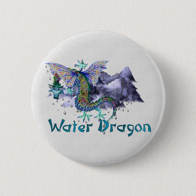 Water Dragon 6 Cm Round Badge (Front)