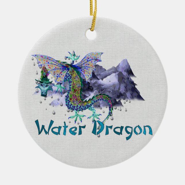 Water Dragon Ceramic Tree Decoration (Front)