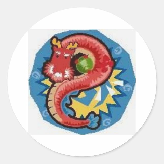 Water Dragon Classic Round Sticker (Front)