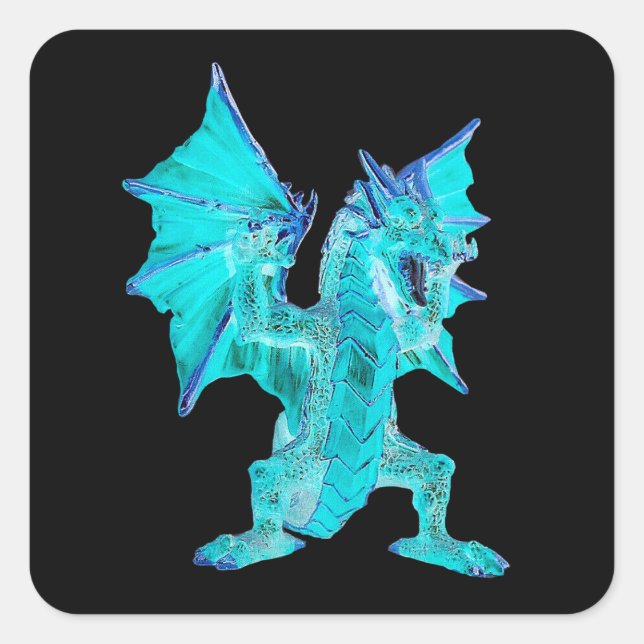 Water Dragon Fantasy Art, Mythical Creature Square Sticker (Front)