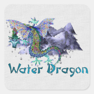 Water Dragon Square Sticker