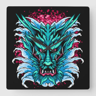 Water Dragon Square Wall Clock