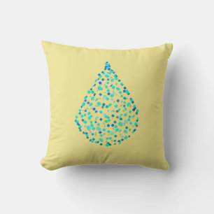 Water Drop Droplets Turquoise Cushion Throw Pillow