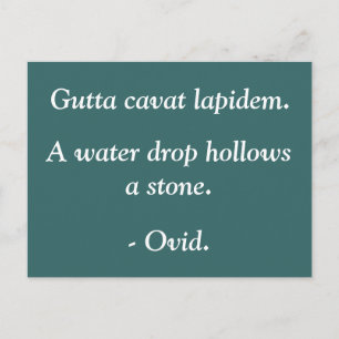 Water drop hollows a stone - Ovid quote Postcard