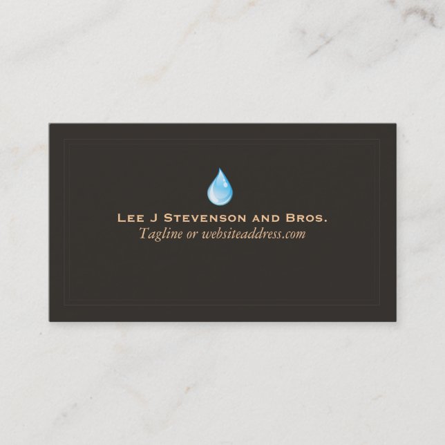 Water Drop Logo Plumber and Water Treatment Business Card (Front)