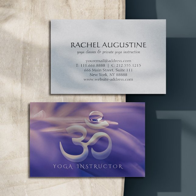 Water Drop On Lotus with OM Symbol YOGA Instructor Business Card (Creator Uploaded)