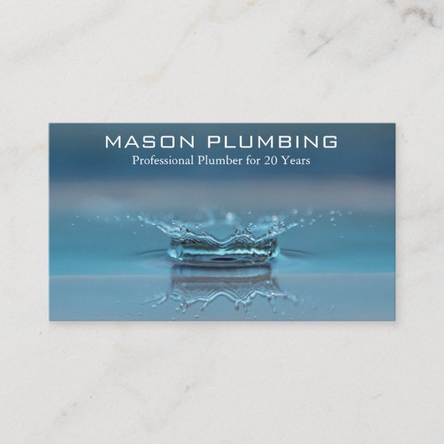 Water Drop Splash - Plumber - Business Card (Front)