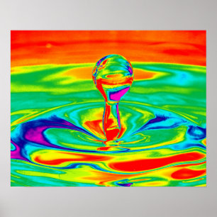 Water Droplet in Psychedelic Colours Poster/Print Poster