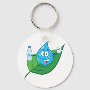 Water Droplet On Leaf Keychain