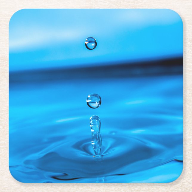 Water Droplet Square Paper Coaster (Front)