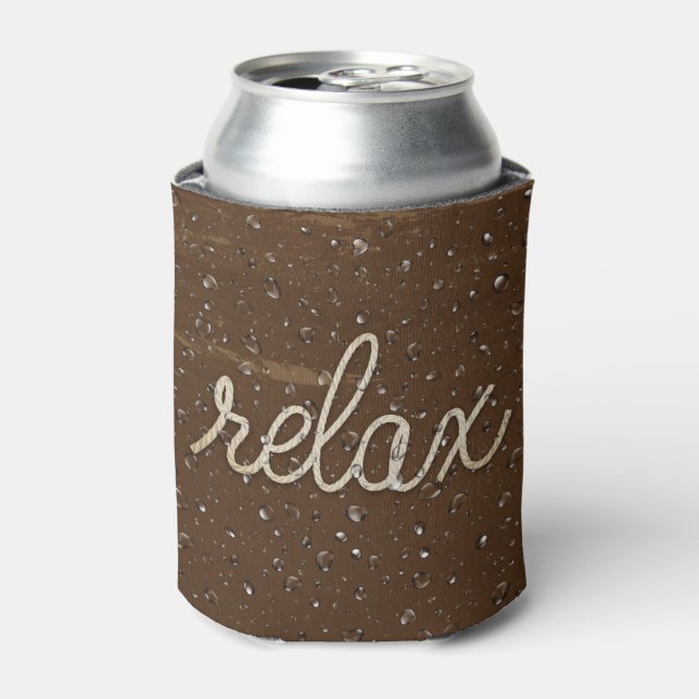Water Droplet with Rope Relax Text Can Cooler (Can Front)