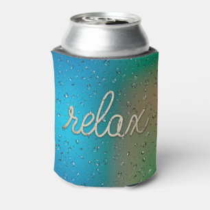 Water Droplet with Rope Relax Text Can Cooler