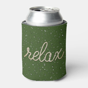 Water Droplet with Rope Relax Text Can Cooler