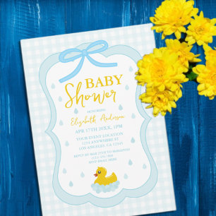 Water Droplets Gingham Boy Baby Shower Invitation
