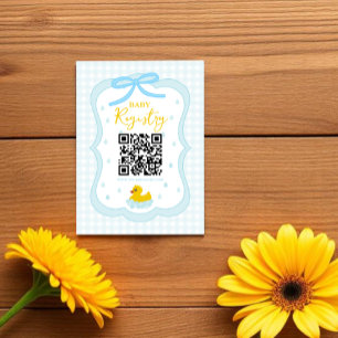 Water Droplets Gingham Boy Baby Shower Registry Enclosure Card