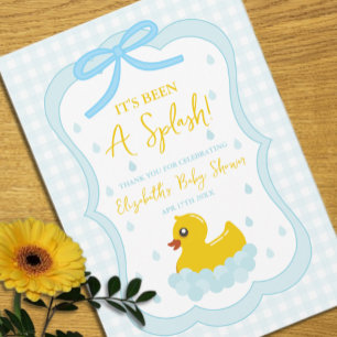 Water Droplets Gingham Boy Baby Shower Thank You Card