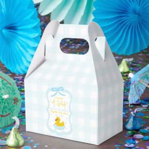 Water Droplets Gingham Boy Baby Shower Thank You Favour Box