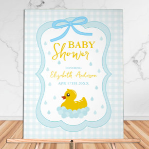 Water Droplets Gingham Boy Baby Shower Welcome Acrylic Sign