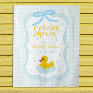 Water Droplets Gingham Boy Baby Shower Welcome Tapestry