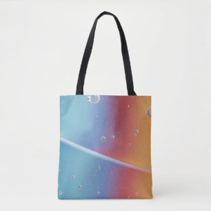 WATER DROPLETS ON BLUE PLASTIC BUCKET TOTE BAG