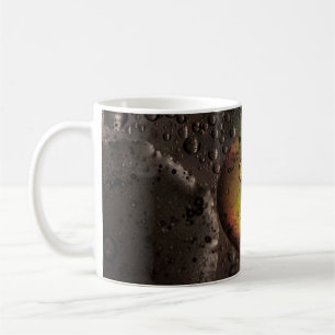 Water droplets on glass panel coffee mug