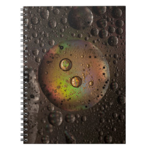Water droplets on glass panel notebook