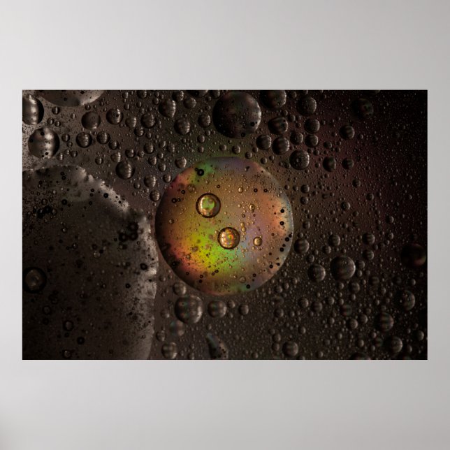 Water droplets on glass panel poster (Front)
