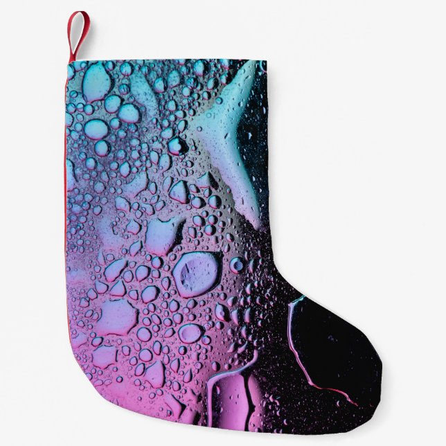 Water droplets on glass panel small christmas stocking (Front)