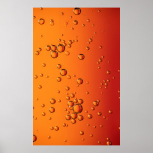 Water droplets on orange surface poster