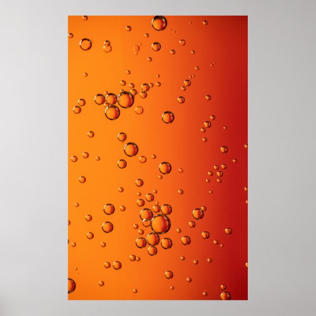 Water droplets on orange surface poster (Front)