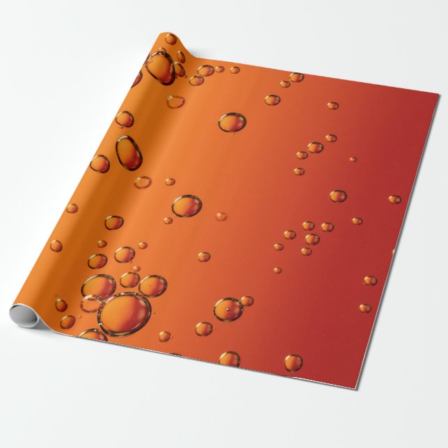 Water droplets on orange surface wrapping paper (Unrolled)