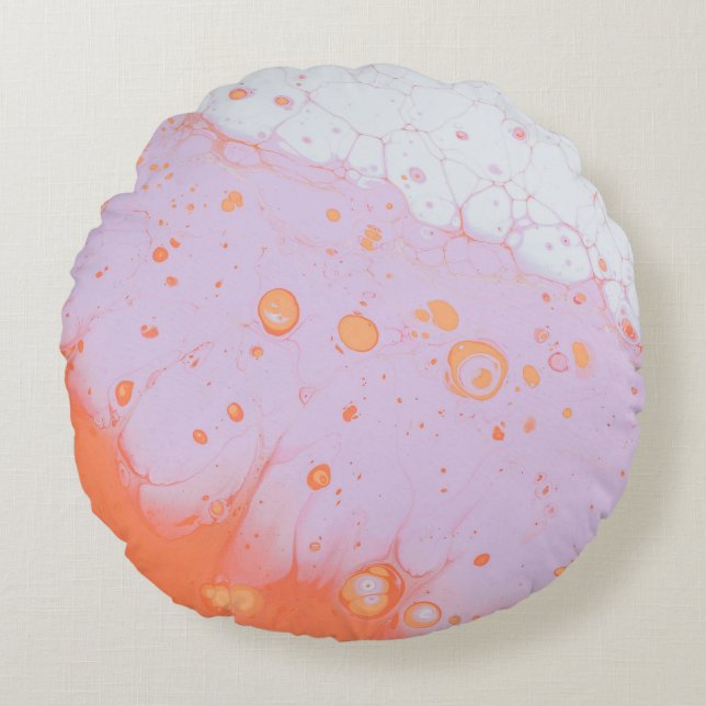 WATER DROPLETS ON RED SURFACE ROUND CUSHION (Front)