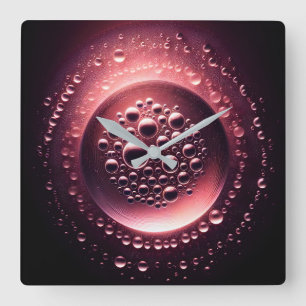water droplets square wall clock