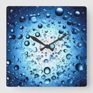 water droplets square wall clock