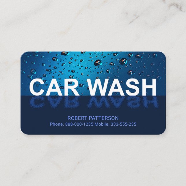 Water Drops Car Wash Reflection Business Card (Front)