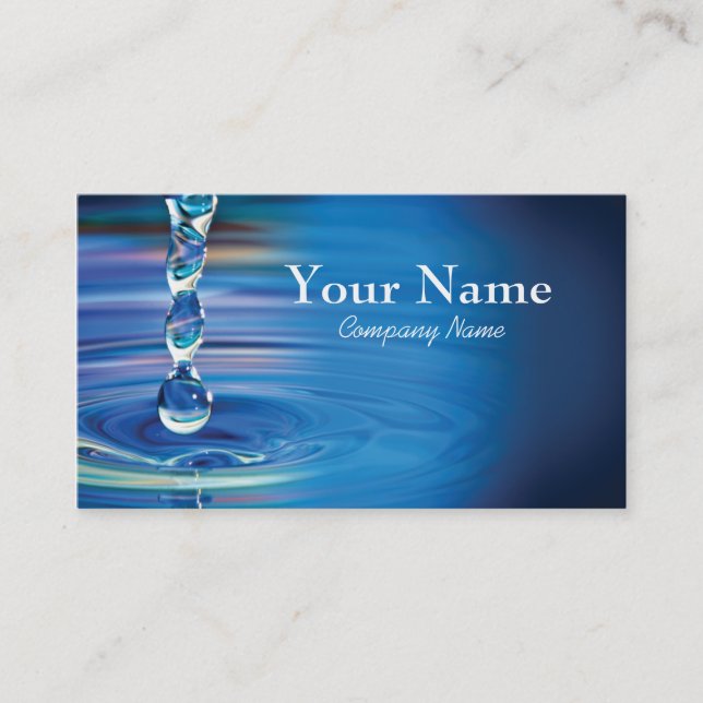 Water drops flowing into pool business card (Front)