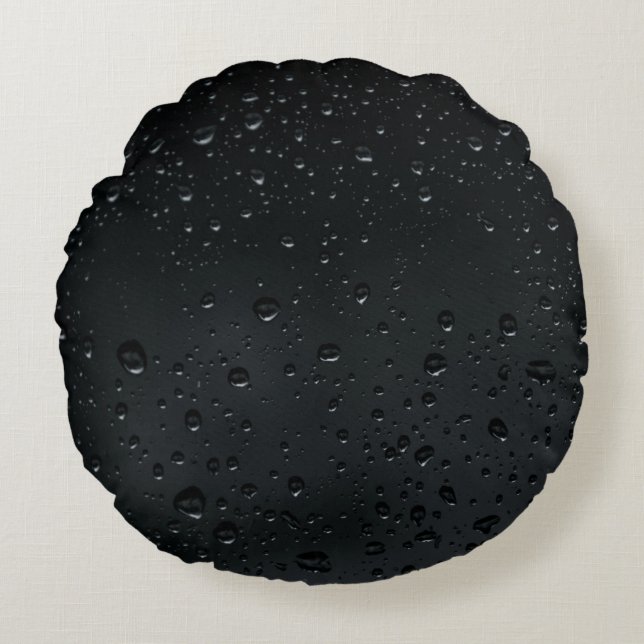 water drops on black window  round cushion (Front)