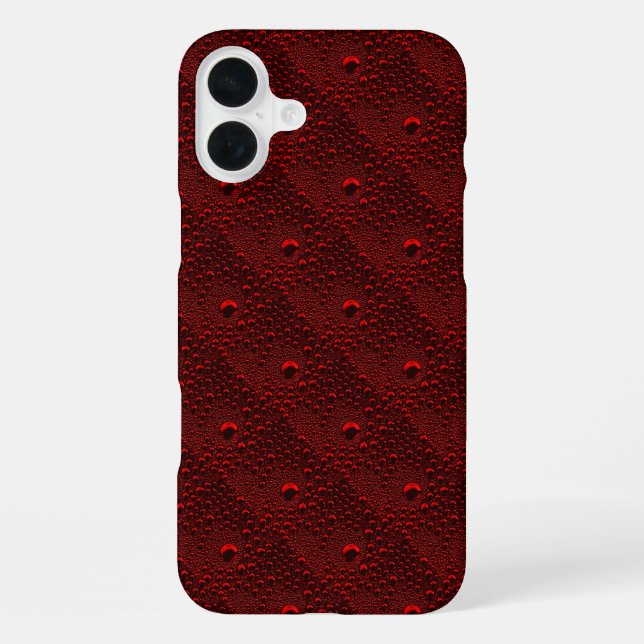 Water Drops on Crimson Metal iPhone Case (Back)