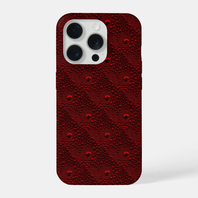 Water Drops on Crimson Metal iPhone Case (Back)