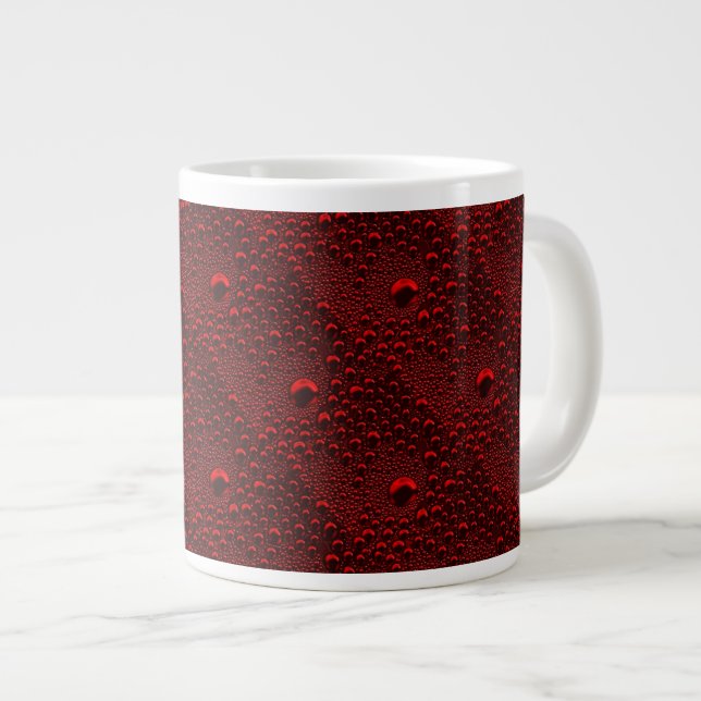 Water Drops on Crimson Metal Large Coffee Mug (Front Right)