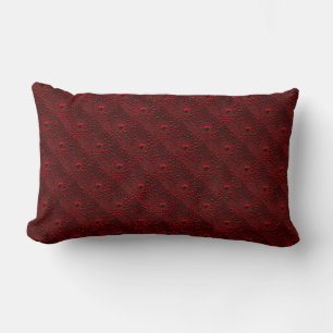 Water Drops on Crimson Metal Lumbar Cushion