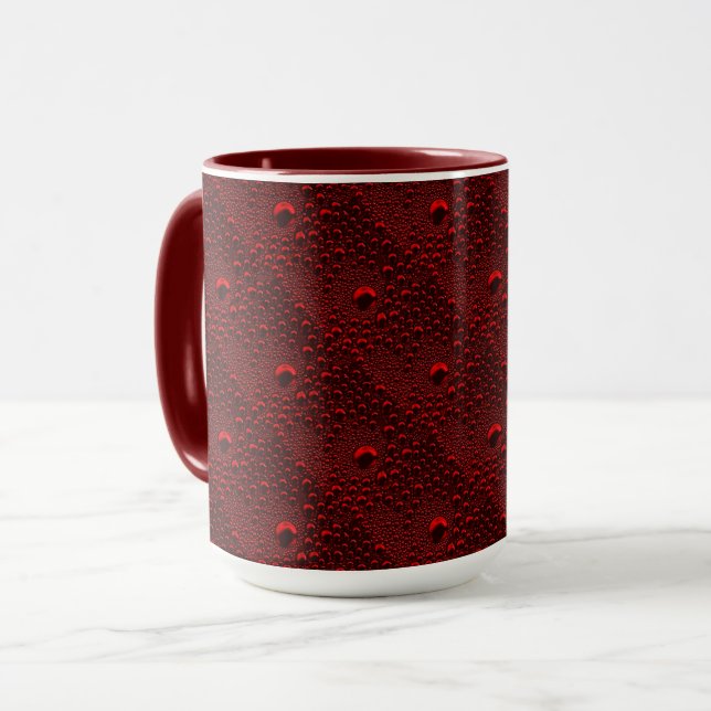 Water Drops on Crimson Metal Mug (Front Left)