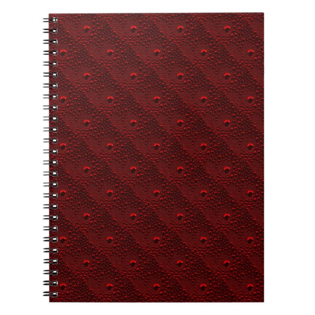 Water Drops on Crimson Metal Notebook (Front)