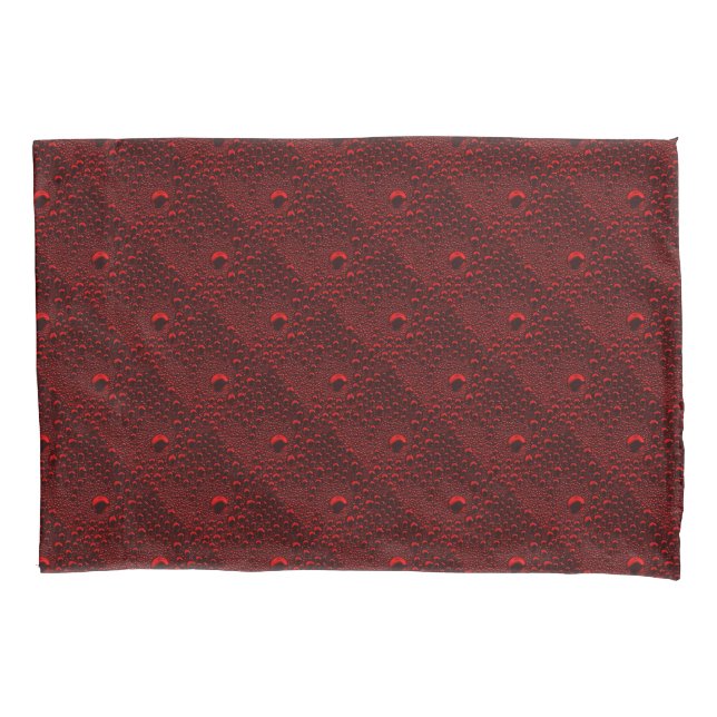 Water Drops on Crimson Metal Pillowcase (Front)