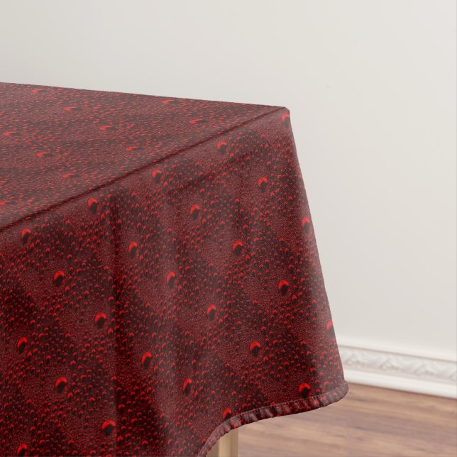 Water Drops on Crimson Metal Tablecloth (In Situ)