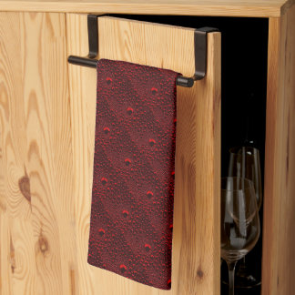 Water Drops on Crimson Metal Tea Towel