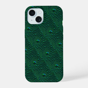 Water Drops on Green Metal iPhone 15 Case